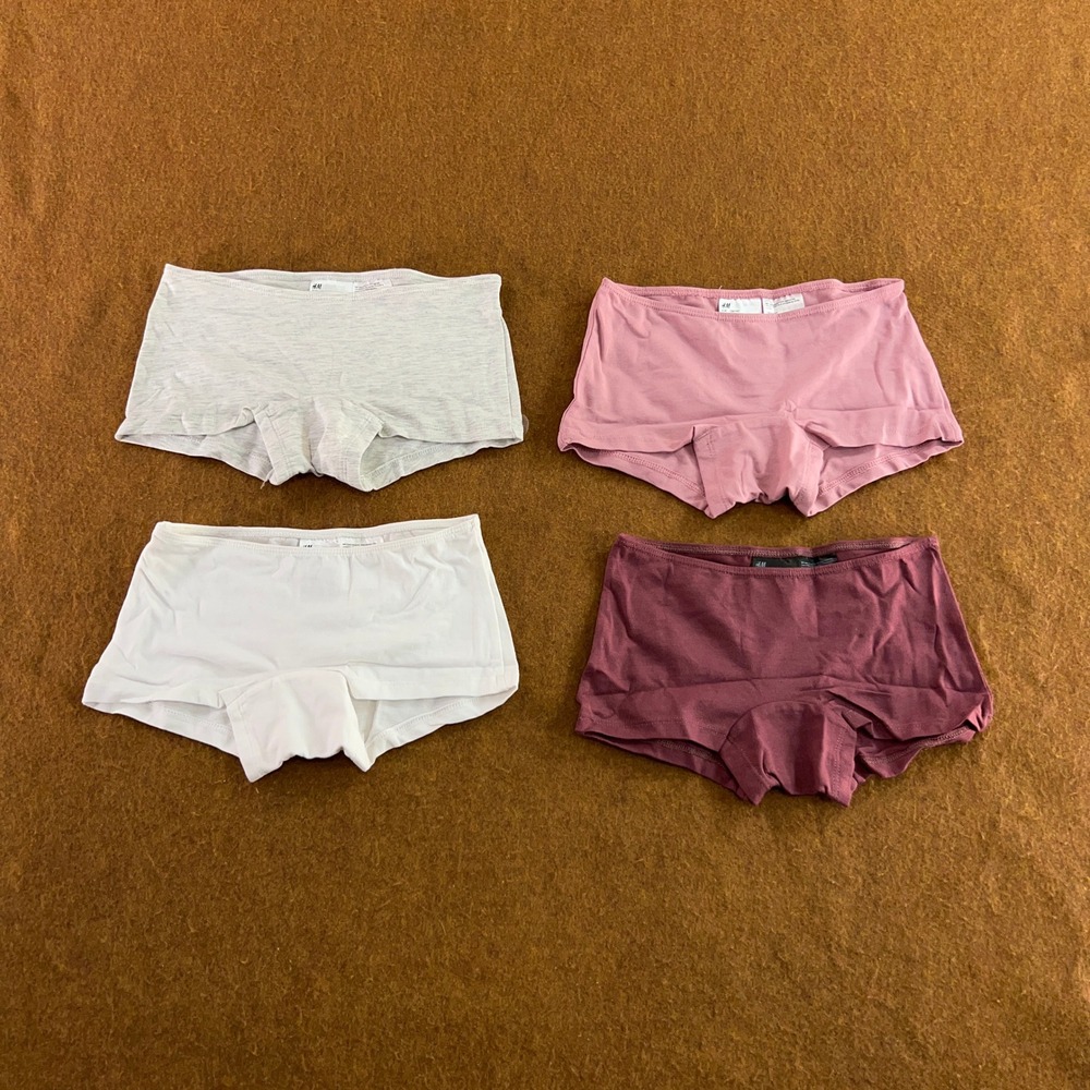 H&M Girls 8/10 Multicolor Organic Cotton Stretch Boxer Underwear 4 Pack NWT